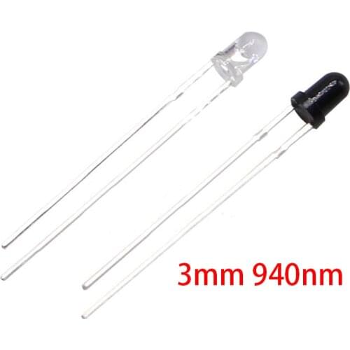 50pairs 3mm 940nm LEDs infrared emitter and IR receiver diodes EACH 50PCS