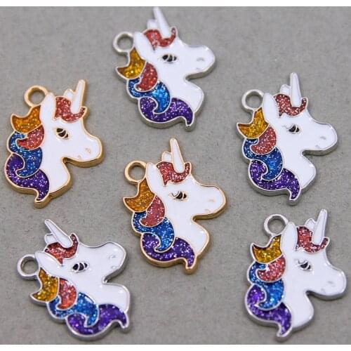 6pcs 32*24mm unicorn charm enamel charm for jewelry making fashion earring pendant bracelet necklace char