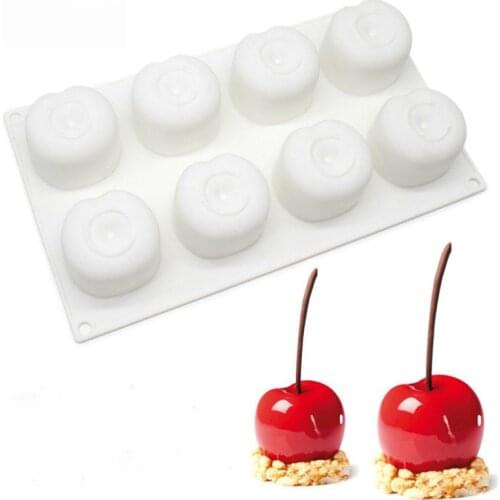 8 Cavities Apple Shape 3D Silicone Molds For Cake Mousse Pastry Baking Tools