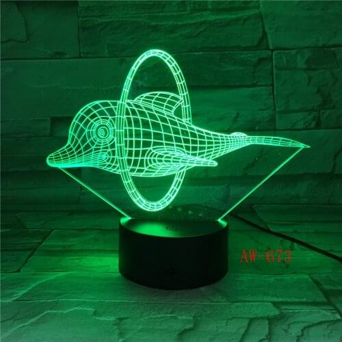 Circus Cute Dolphin 3D LED Lamp Led Night Light 7 Colors Table Novelty Decor lights for Kids Birthday Gift Friends AW-673