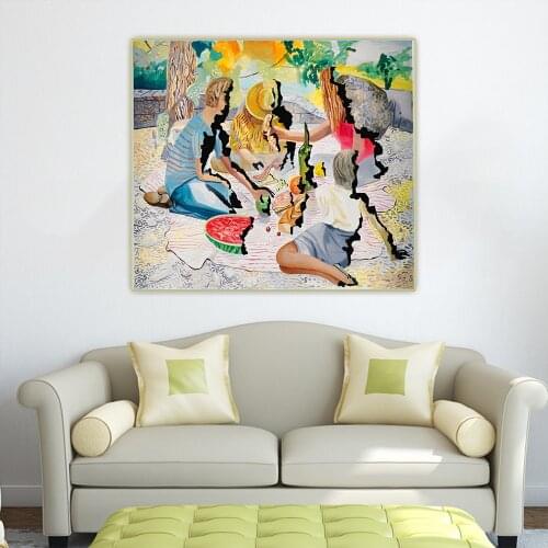 Citon Dana Schutz《Singed Picnic》Canvas Art Oil Painting Artwork Poster Picture Wall Hanging Decor Home Living Room Decoration