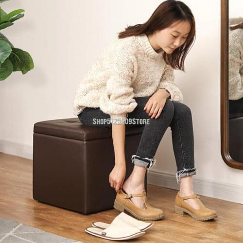 Household Small Stool Clothing Store Sofa Stool Door Shoes Changing Stool Shoes Wearing Stool Leather Stool Storage Stool Fittin