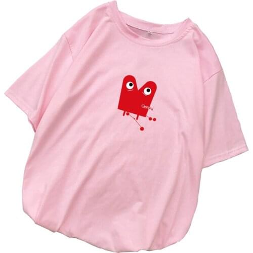 Constellation Print T Shirts Women Summer New Casual Harajuku Kawaii Cartoon Cancer Gemini Aries Leo Tee Shirt Femme Korean Tops