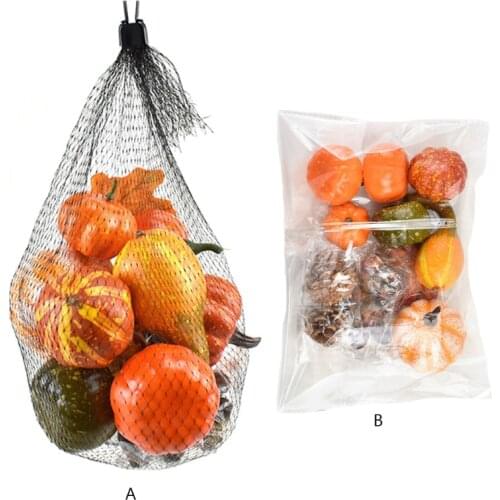 50pcs Simulation Pumpkins Artificial Assorted Fake Maple Leaves Pinecones Acorns for Halloween Thanksgiving Party Home N0PA