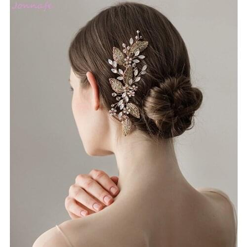 Jonnafe Opal Crystal Flower Wedding Hair Comb Bridal Hair Jewelry Accessories Hand wired Women Headpiece