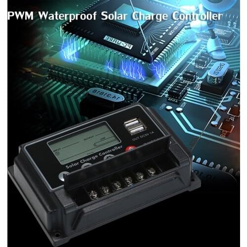 10A 12V 24V Digital Display Solar Charge Controller Dual USB Pwm Waterproof Dustproof Solar Charging Controller New Arrival