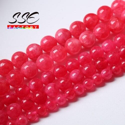 Red Rhodochrosite Beads Natural Angelite Stone Round Loose Spacer Bead For Jewelry Making DIY Bracelet 6 8 10 12mm 15" Wholesale