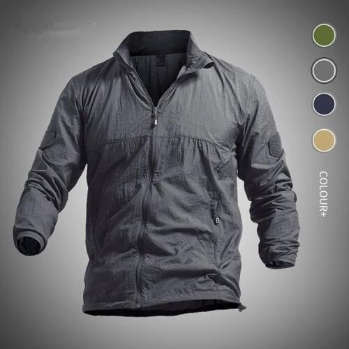 Military Quick Dry Jacket Men Summer Tactical Waterproof Jacket Mens Zipper Skin Coat Jackets Ultra Light Thin Casual Outwear