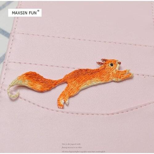 AHYONNIEX Cute Squirrel DIY Cloth Iron On Patch Embroidered Applique Sewing Clothes Stickers Apparel Accessories Iron On Badges
