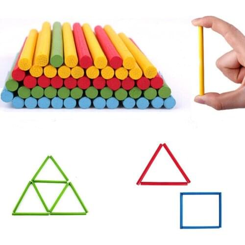 Montessori Toys Children Early Educational Learning Wooden Toys Colorful Bamboo Sticks Kids Preschool Teaching Aids 100 Pcs /lot