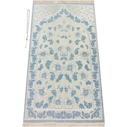 Muslim Prayer Rug Beads Non Stranding Janamaz Sajjadah Soft Islamic Mat Gifts Carpet 460G. 120x460 cm Easy To Carry