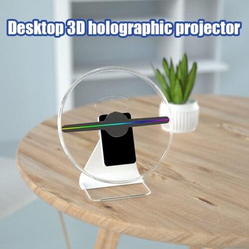 Desktop 3D proje Advertising Fan 30cm 256 LED Desktop Holographic Projector Lamp Customized Photos Videos Hologram Imaging Light