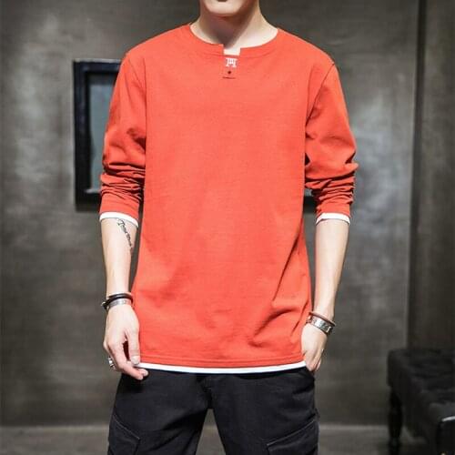 Autumn new long sleeve t-shirt mens trend trend loose crew neck ins bottoming shirt autumn wear