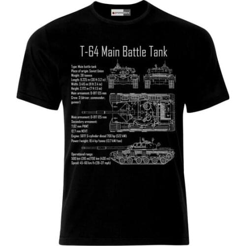 2018 New Fashion Brand Clothing T-64 Russian Tank Panzer Blueprint USSR Russia Russland Soviet Union T-Shirt Printing Shirt