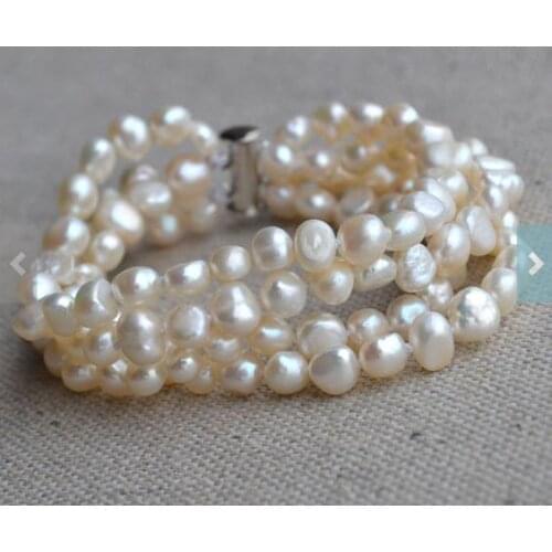 New Favorite Pearl Bracelet 6-7mm White Baroque Freshwater Pearl Bracelet Bridesmaids Gifts Wedding Jewelry Nice Women Gift