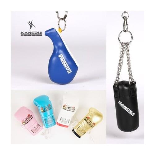 Wholesale Mini Boxing Gloves KeyChain Punching Sandbag Muay Thai Kicking MMA Taekwondo Targets Key Ring Kids Gloves Ornaments