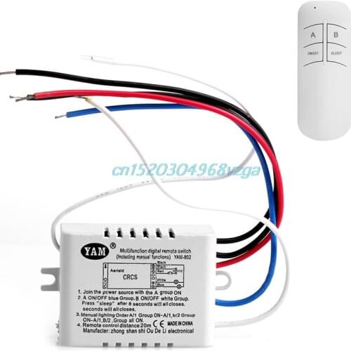 Switch Wireless Remote Control Switch 2 Channel ON/OFF Lamp Receiver Transmitter802 #H028