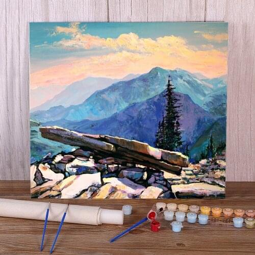 Landscape Gorgan Mountains Painting By Numbers Set Acrylic Paints 50*70 Picture By Numbers Photo Wall Decoration Drawing