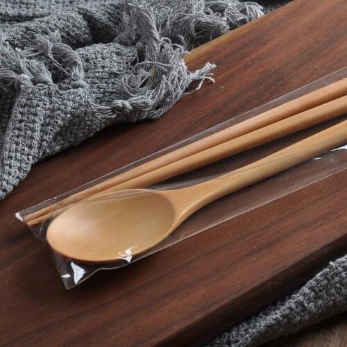 Portable Wood Tableware Wooden Cutlery Sets Travel Dinnerware Suit Korean Wooden Spoon Chopsticks Travel Gift Long Handle