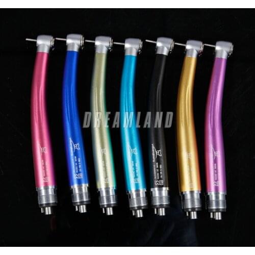 Rainbow 7 Colors NSK Style Dental High Speed Turbine Handpiece Push Button 4Hole Tie-in Clean Head FG 1.6mm ISO Standard