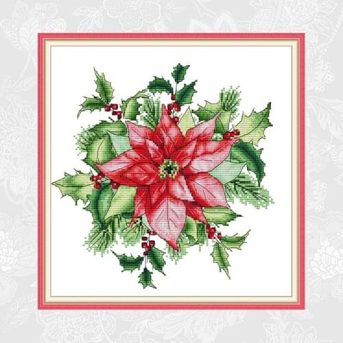 Christmas Red Chinese Cross-stitch kits Printed on Canvas 11CT 14CT DIY Handmade Embroidery Accessory Needlework Sets