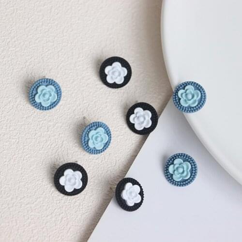 10 PCS 15mm Metal Alloy Spray Paint Flowers Stud Earrings DIY Earrings Accessories For Jewelry Making