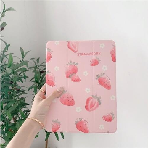 Cute Strawberry For iPad Pro 2020 2018 AIR3 10.5 inch Case for iPad 2017 2018 Air2 9.7 Mini 5 Cover Capa With Pencil Slot Cases
