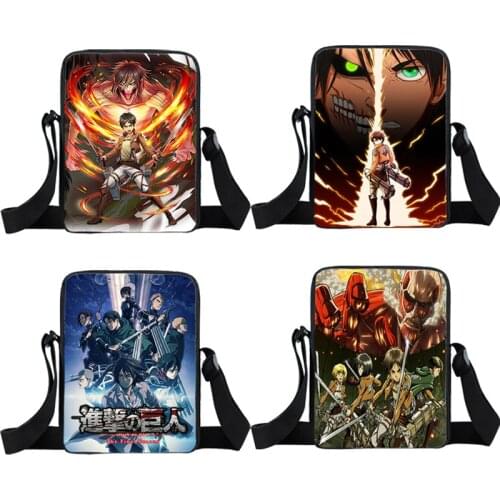 Anime Attack on Titan Shoulder Bag Boys Girls Messenger Bags Harajuku Zipper Purse Teenager Travel Shoulder Bags Casual Handbags