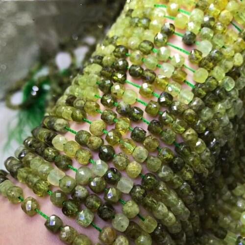 Loose beads square green Tsavorite 4.5-5mm for DIY wholesale 14" FPPJ gemstone 3A/5A