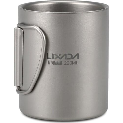 Titanium Tea Cup Water Cup Tableware Water Cup Mug Folding Spoon Outdoor Camping Picnic Cup Water Coffee Tea Cup Foldable Handle