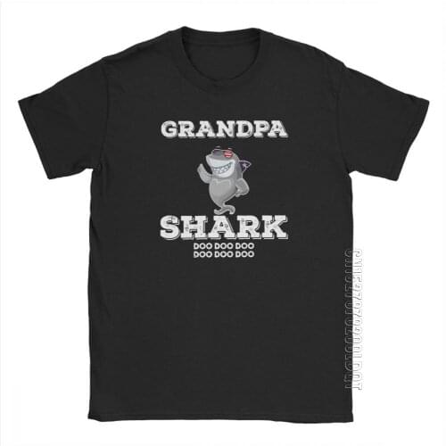 Grandpa Shark Doo Doo Vintage T Shirt Men Matching Shark Family Male Tshirt Clothes Graphic Tee Shirt Pure Cotton T-Shirt