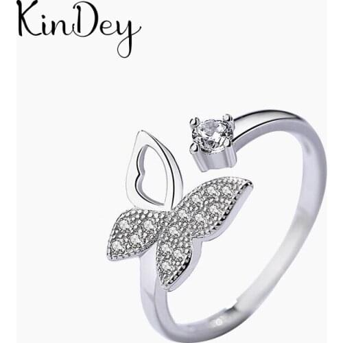 Vintage Silver Color Butterfly Rings For Women Jewelry Beautiful Finger Open Rings For Party Birthday Gift