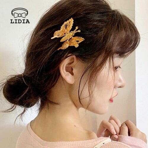 2021 New Women Decoration Movable Metal Butterfly Hairpin Dynamic Hairclips Alloy Hair Accessories Girls Novelty Headwear