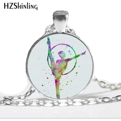 HZ--A509 New Gymnastics Necklace Love Gymnastics Pendant Sport Jewelry Glass Photo Cabochon Necklace HZ1