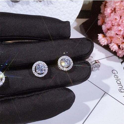 Choucong Trendy Stud earring AAAAA cz Stone Real 925 Sterling silver Statement Party Wedding Stud Earrings for women jewelry