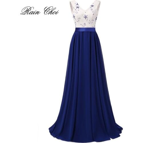 Women Long Formal Prom Gown V Neck Elegant Chiffon Evening Dresses 2021
