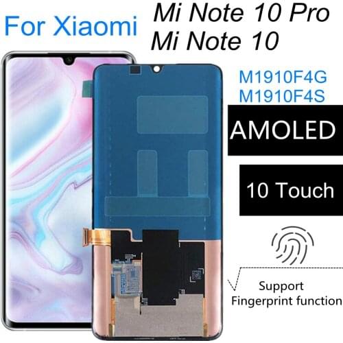 FOR XIAOMI MI Note 10 M1910F4G AMOLED LCD Display Touch Screen Assembly Replacement FOR Xiaomi Mi Note10 Pro M1910F4S LCD