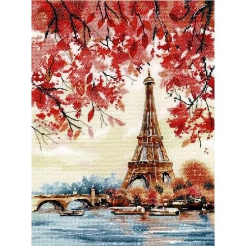 2021 Gold Collection Embroidery Romance of Paris Cross Stitch Modern Art with 100% Cotton Flosses & Free Shipping for Home Decor