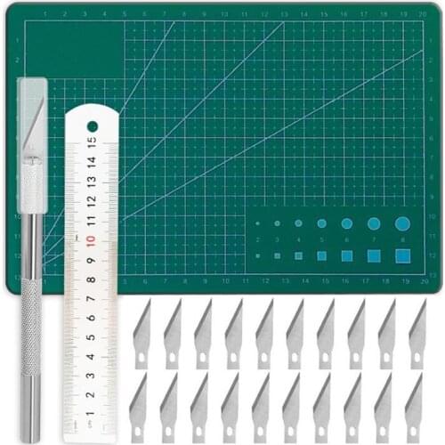 1Set Sewing Tool Carving knife with 20 Replacement Blades & Cutting Mat & Patchwork Ruler For Quilting Craft