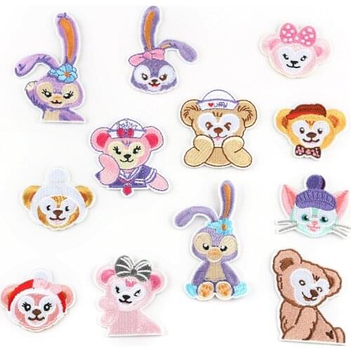 12 pcs bunny and bear iron patch embroidered cloth patch for childrens clothing badge ironing decoration Sewing clothes pattern