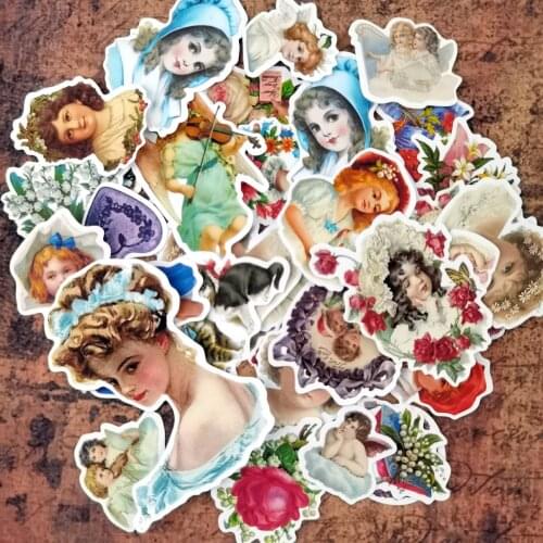 37pcs Watercolor Drawing Classical Angels Girls stickers Scrapbooking Decorative handbook planner Sticker Stationery autocollant