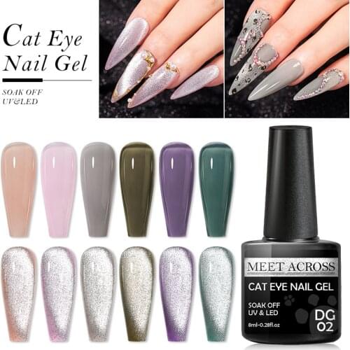 8/6ML Spar Cat Eye Gel Soak Off Shining Chameleon Lacquers Glitter Bright Silver UV Gel Polish Magnetic Nail Art Varnishes