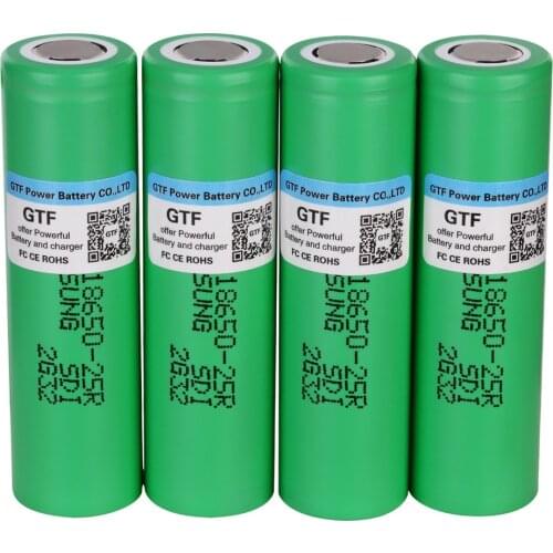 18650 Battery 3.6V 2500mah INR18650 25R 20A Discharge Rechargeable Lithium Battery 18650 for Flashlight LED Troch Power Battery