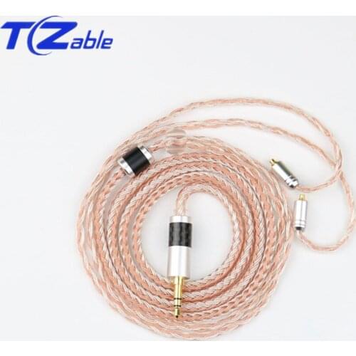 Headphone Audio Cable DIY For IE80 16 Strand Single Crystal Copper Silver Plated Earphone Upgrade Line 2.5MM 4.4MM 3.5MM Plug