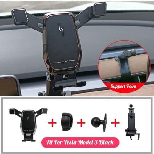For Tesla Model 3 Car Phone Holder Wireless Charger Air Vent Mount Mount Gravity GPS Car Charging Accessories