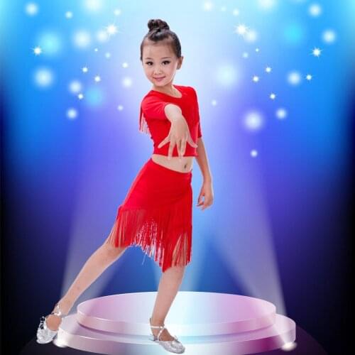 Childrens Latin dance fringed skirt girls Latin dance skirt new dance practice clothes childrens dance tassel skirt