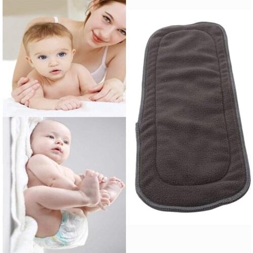 Baby Bamboo Reusable Cloth Diaper Inserts Charcoal Washable Nappy Liners 4 Layers Changing Liners For Nappy Cover Cloth Diaper