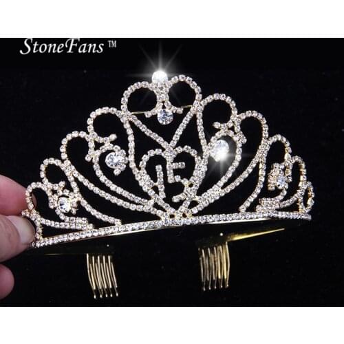 StoneFans Tiaras And Crowns Birthday 15 Years Party Supplies New Tiara Head Piece Crystal Head Women Girls Rhinestone Accessory