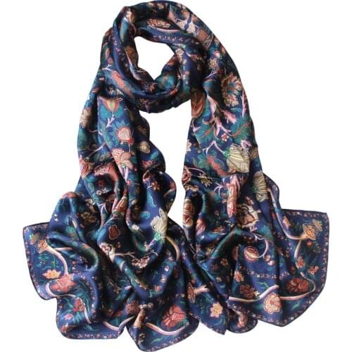 180cm Long Silk Scarf New Luxury Shawl Women Spring Autumn Long Scarves Ladies Brand Shawls Foulard Printed The Tree of Life
