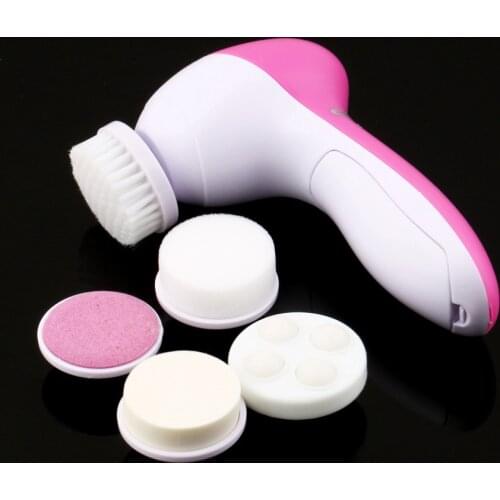 1set 5 in 1 Electric Wash Face Machine Facial Pore Cleaner Body Cleaning Massage Mini Skin Beauty Massager Brush Wholesale